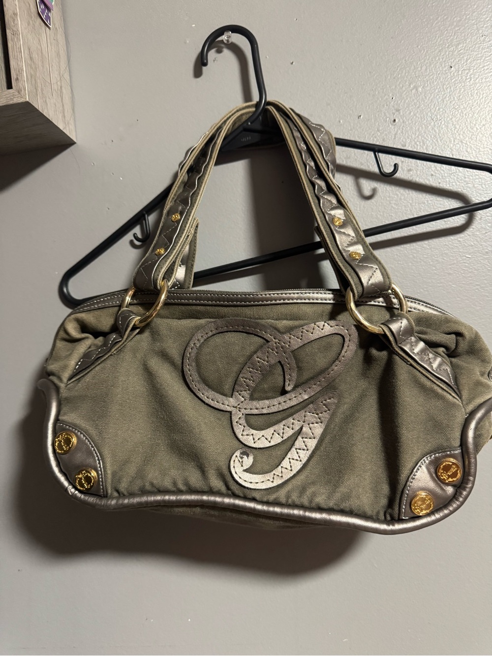 Vintage Y2K G-Unit Olive Canvas & Metallic Shoulder Bag